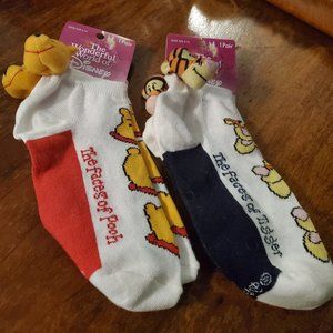 NWT Winnie the Pooh and Tigger Ankle Socks 2 Pair